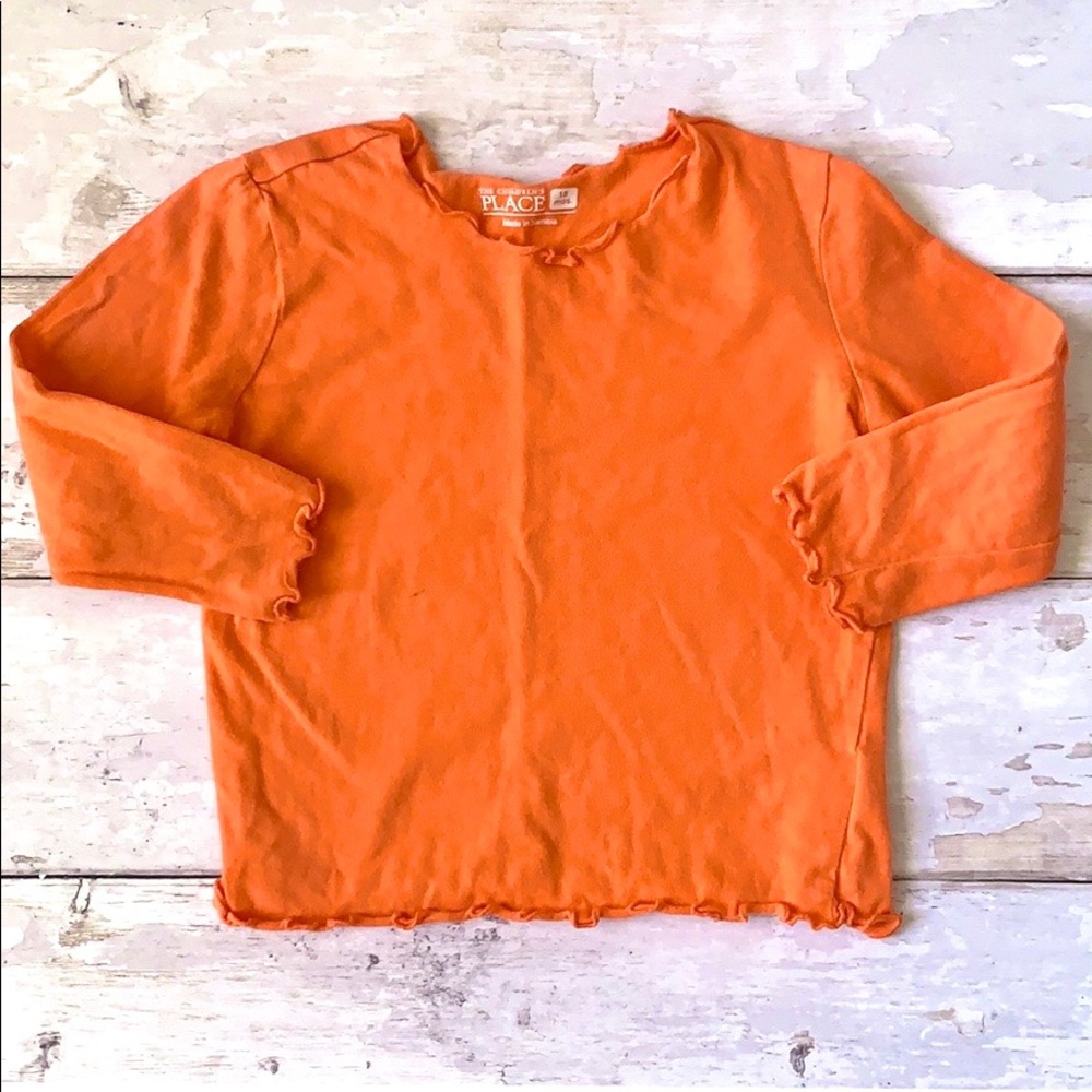 Baby Girls 18m The Children’s Place Orange Long Sleeve Shirt Ruffle Toddler